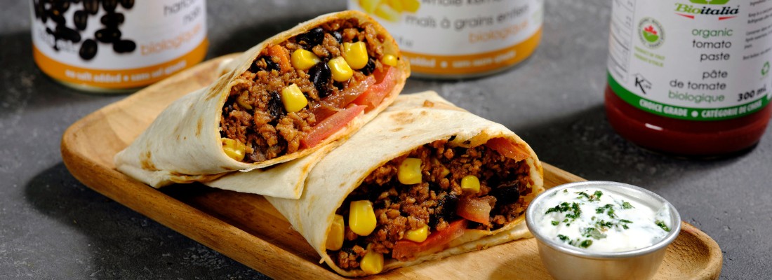 Burritos végés aux haricots noirs